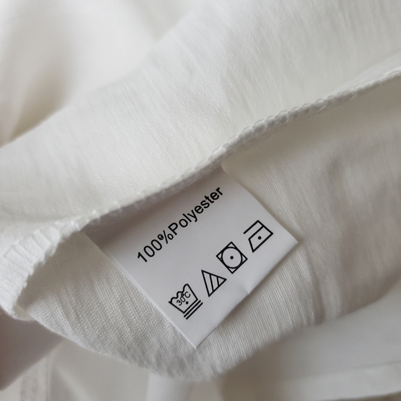 White Puff Sleeve Square Neck Lace Up Back A-line Mini Dress - Picture 7 of 9